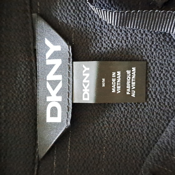 DKNY Women's Lurex Blouse Black Long Sleeve Ruffle Top Medium NWOT - Picture 10 of 12